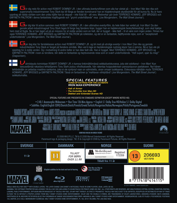 Movie - Iron Man Bd/Scandi