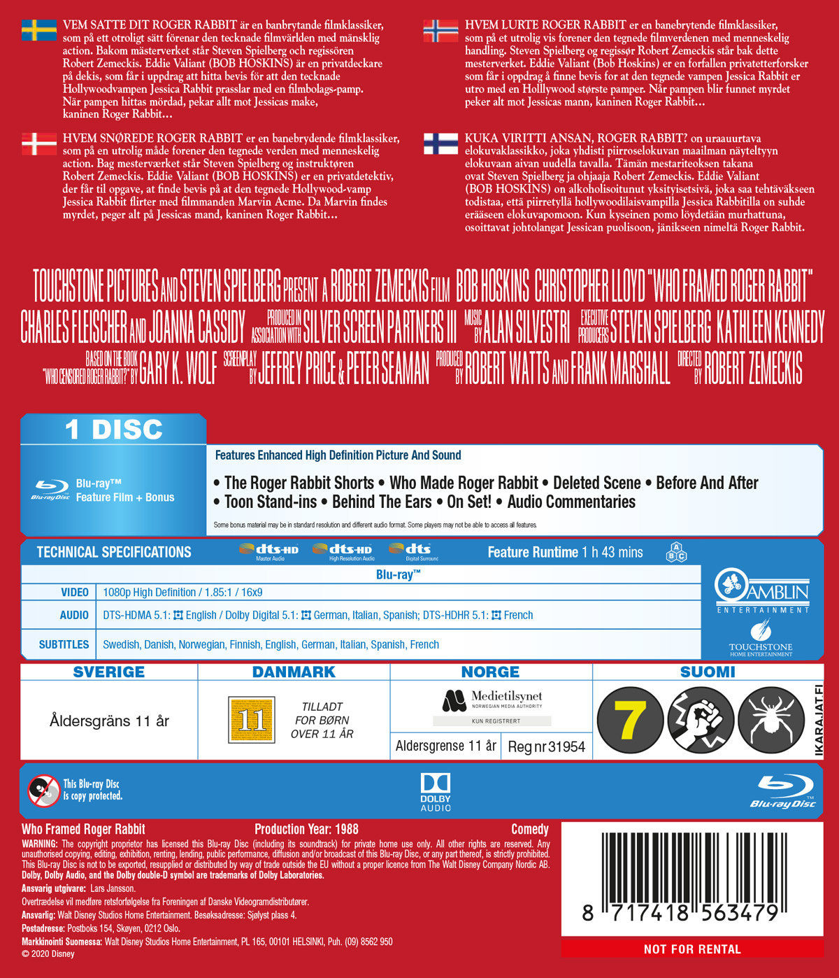 Movie - Who Framed Roger Rabbit/Scandi