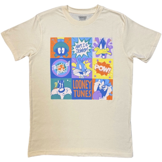 Looney Tunes - That's All Folks! Grid Pastel Uni Natrl T-Shirt