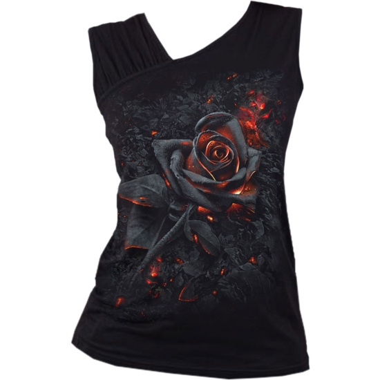 Spiral - Burnt Rose - Ladies Gathered Shoulder Slant Vest