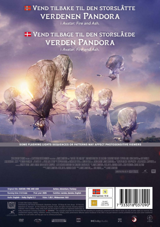 Movie - Avatar Fire And Ash (DVD DK/NO)