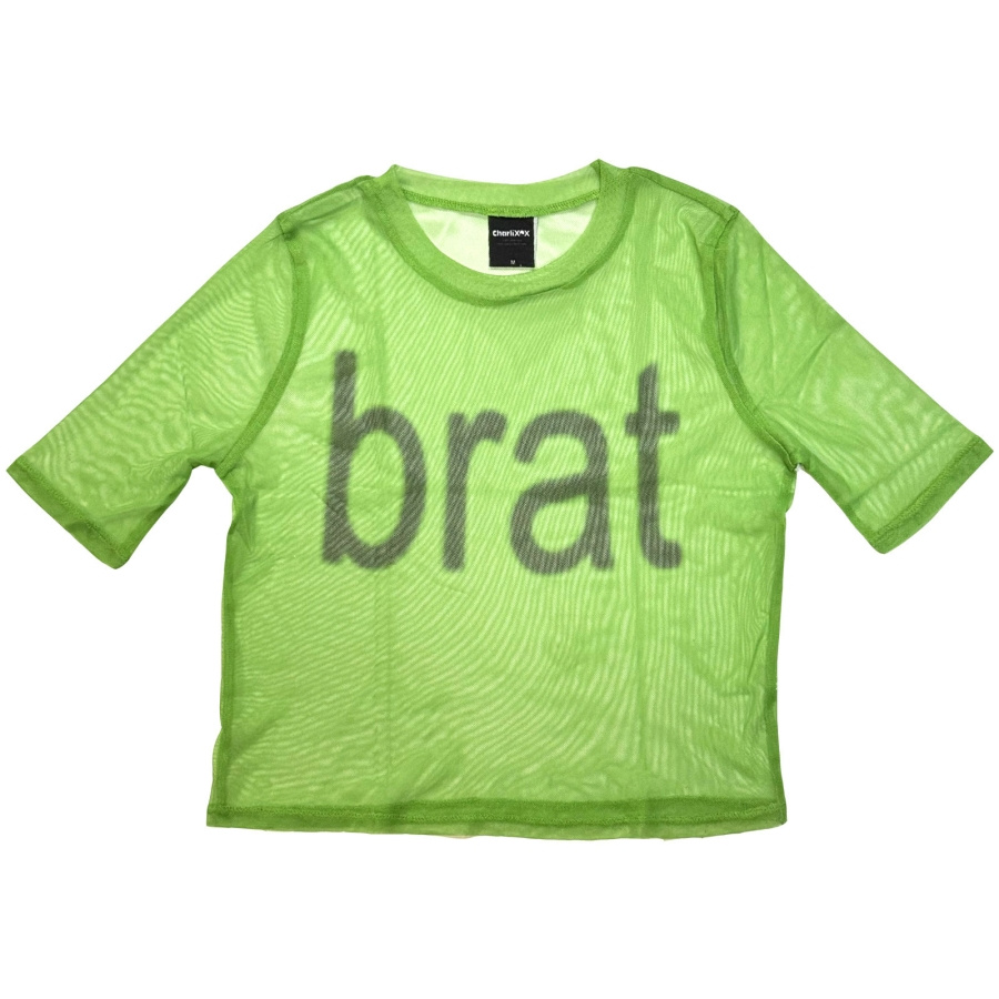 Charli Xcx - Brat Logo Lady Green Mesh Crop