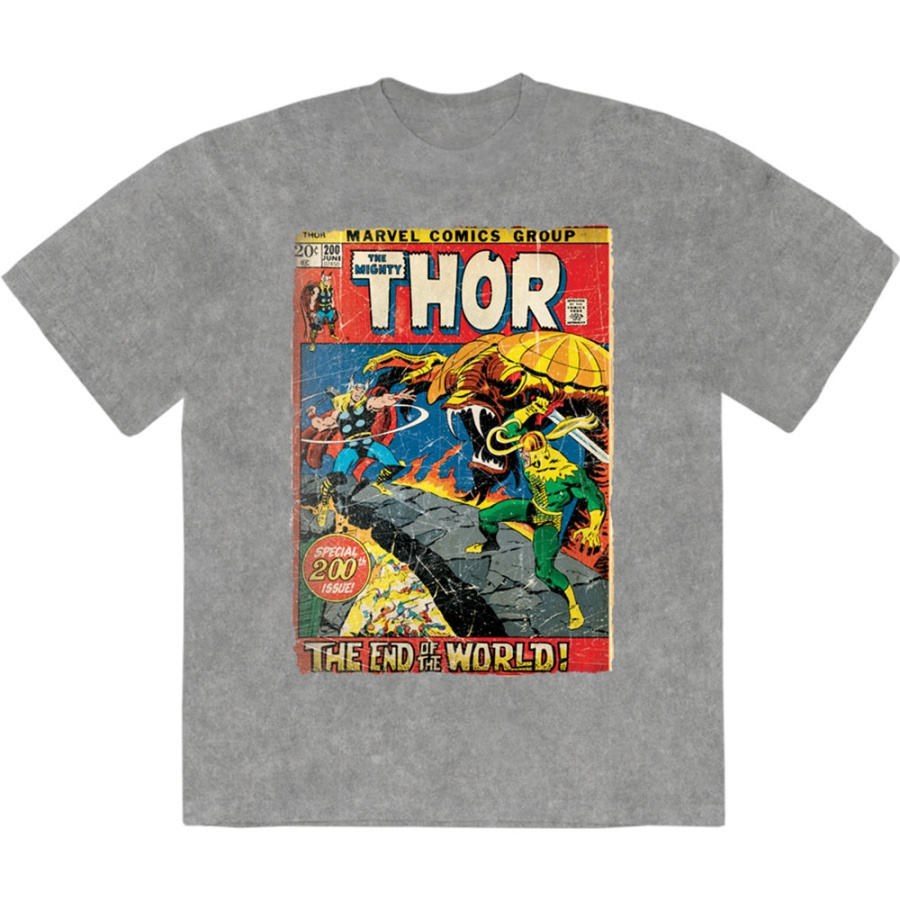 Marvel Comics - Thor End Of The World Stone Wash Uni Grey T-Shirt