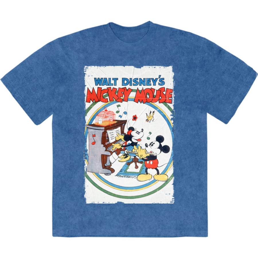 Disney - Mickey & Minnie Piano Stone Wash Uni Denim T-Shirt