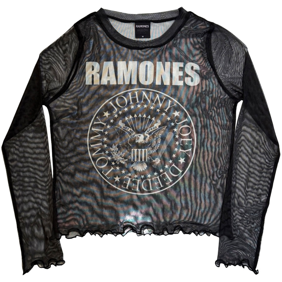 Ramones - Presidential Seal Lady Bl Mesh Crop T-Shirt