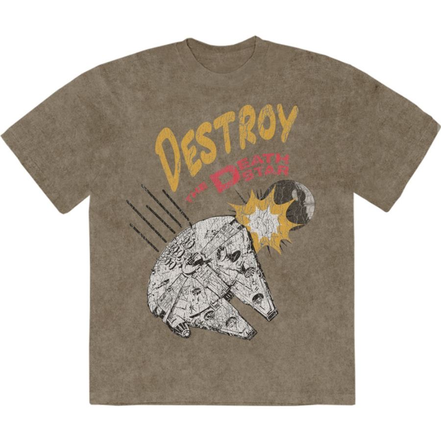 Star Wars - Destroy Death Star Stone Wash Uni Green T-Shirt