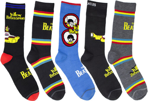 The Beatles - Yellow Submarine - Crew Socks (Assorted Styles 5 Pack Gift Box)