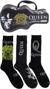 Queen - Crew Socks (3 Pack Collector Guitar Shape Tin)