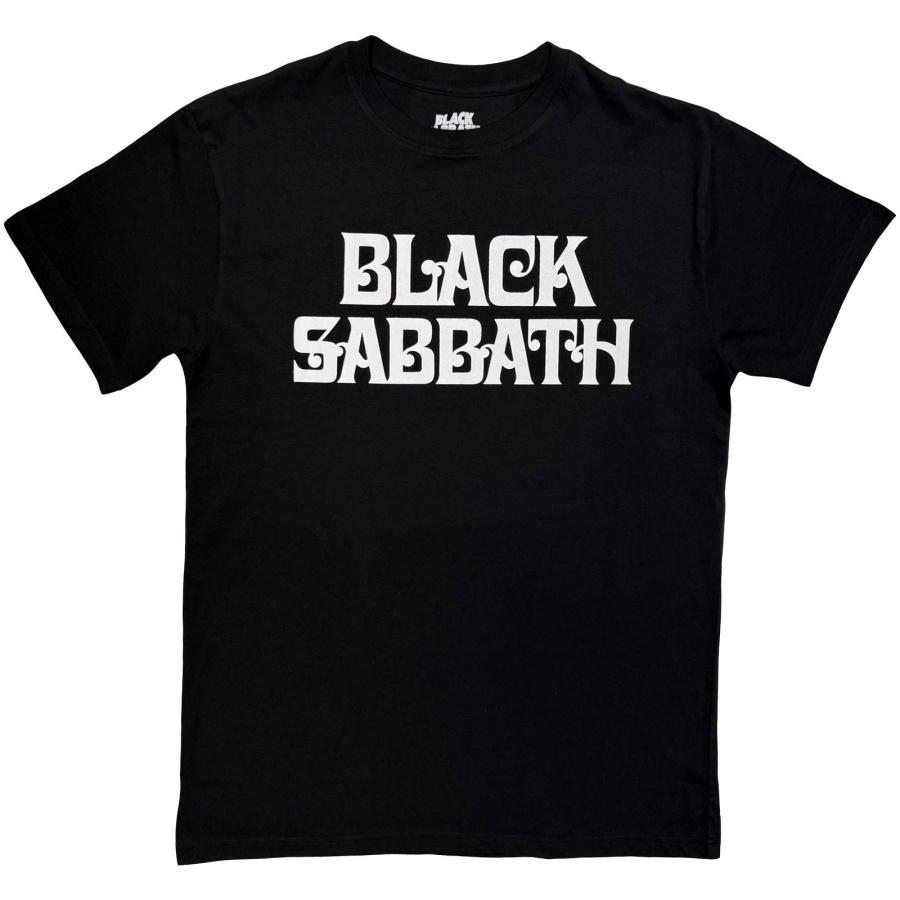 Black Sabbath - Curly Logo Mono Uni Bl T-Shirt