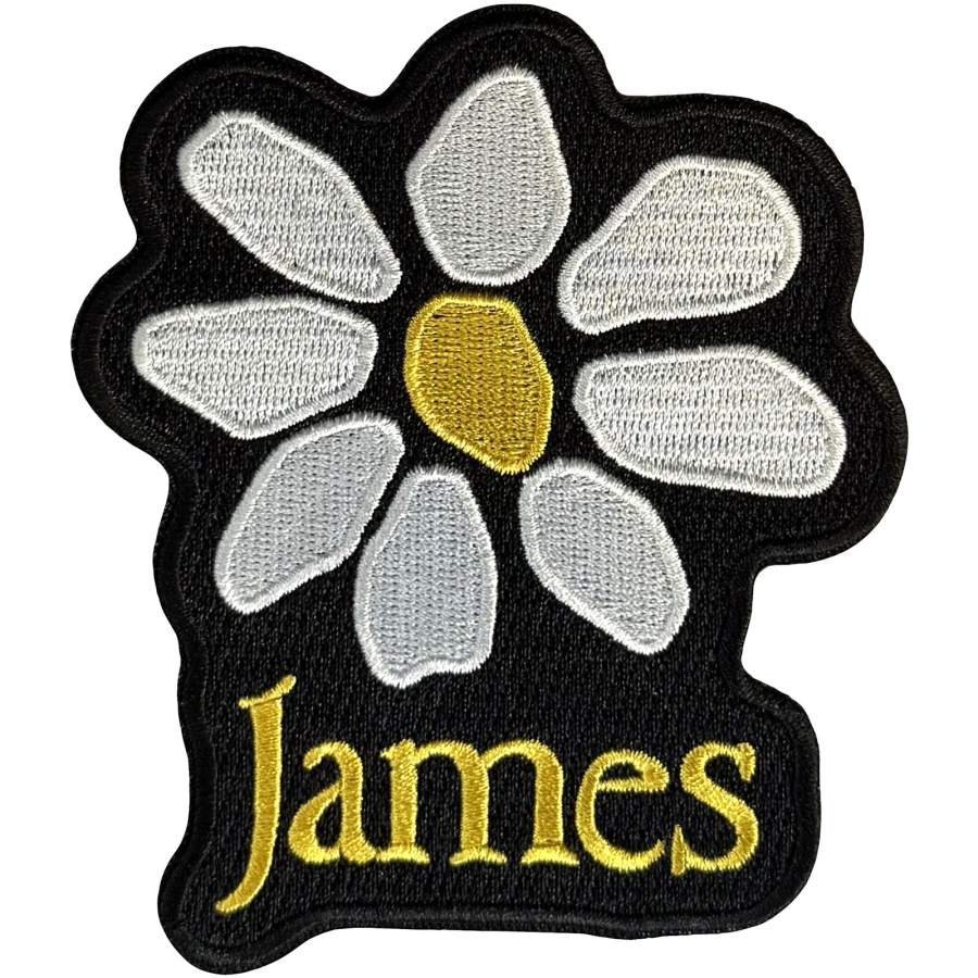 James - Yellow Logo White Daisy Woven Patch