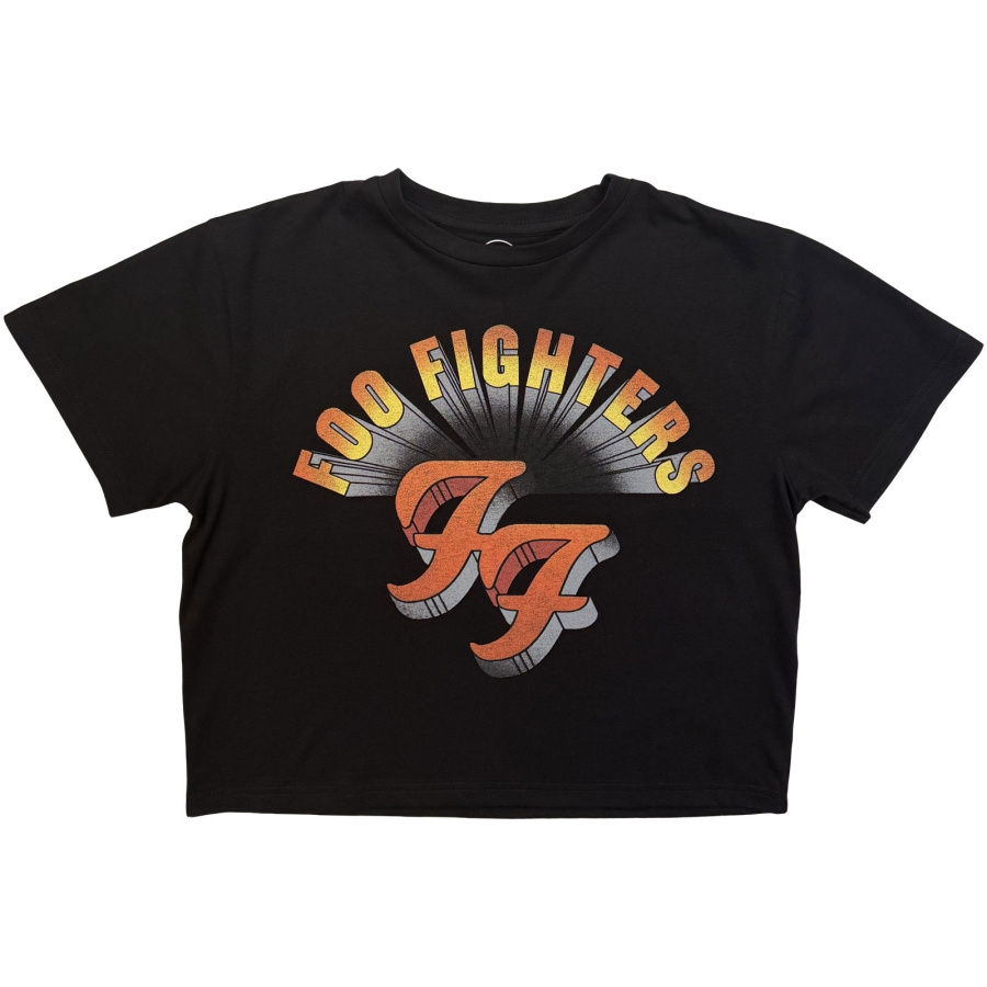 Foo Fighters - Retro Rock Emblem Lady Bl Crop Top