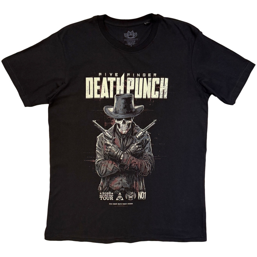Five Finger Death Punch - Crossed Pistols Full Colour Uni Bl T-Shirt