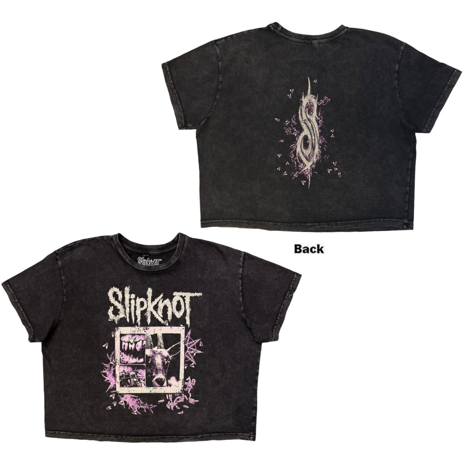 Slipknot - Butterfly Goatee Stone Wash Lady Char Crop Top
