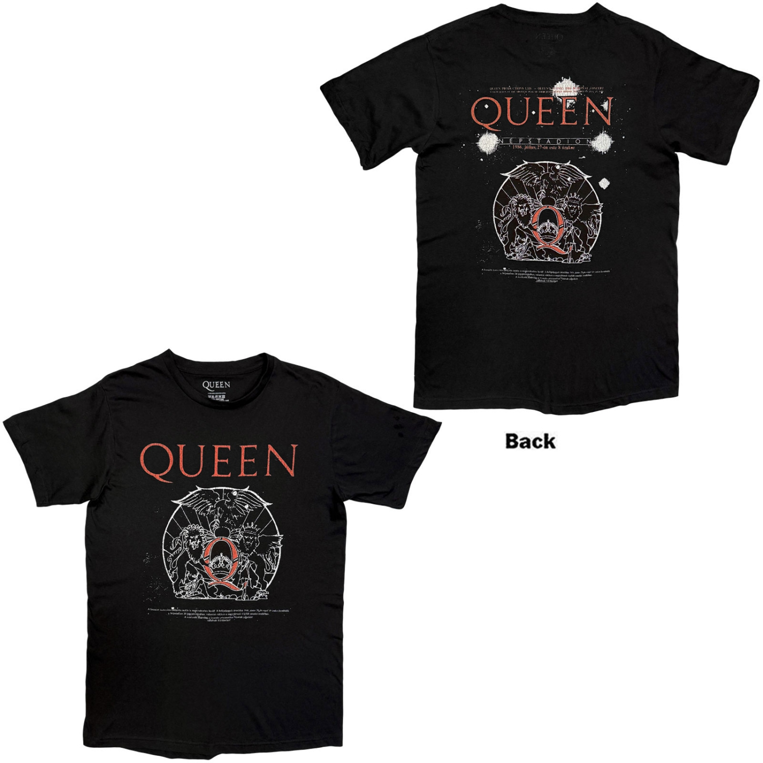 Queen - Budapest Iconic Poster Crest Uni Bl T-Shirt