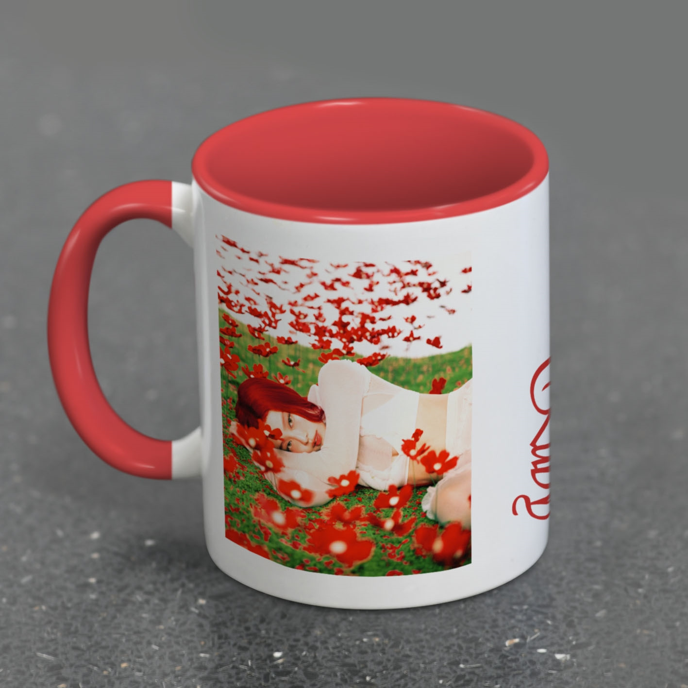 Jennie - Flowers Red Coloured Inner Pod Mug