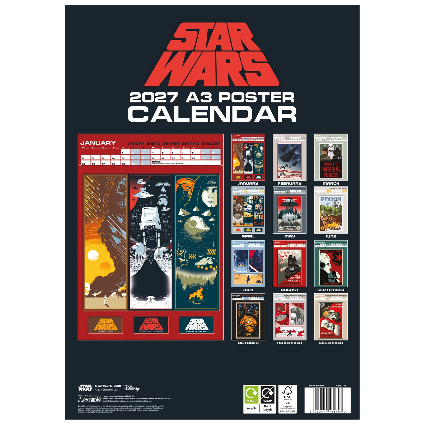 Star Wars - 2027 A3 Poster Calendar