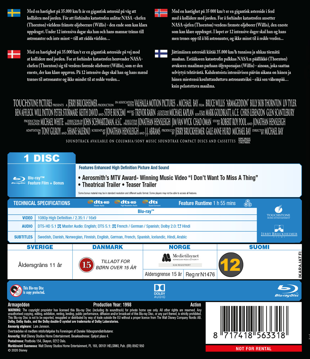 Movie - Armageddon Bd/Scandi