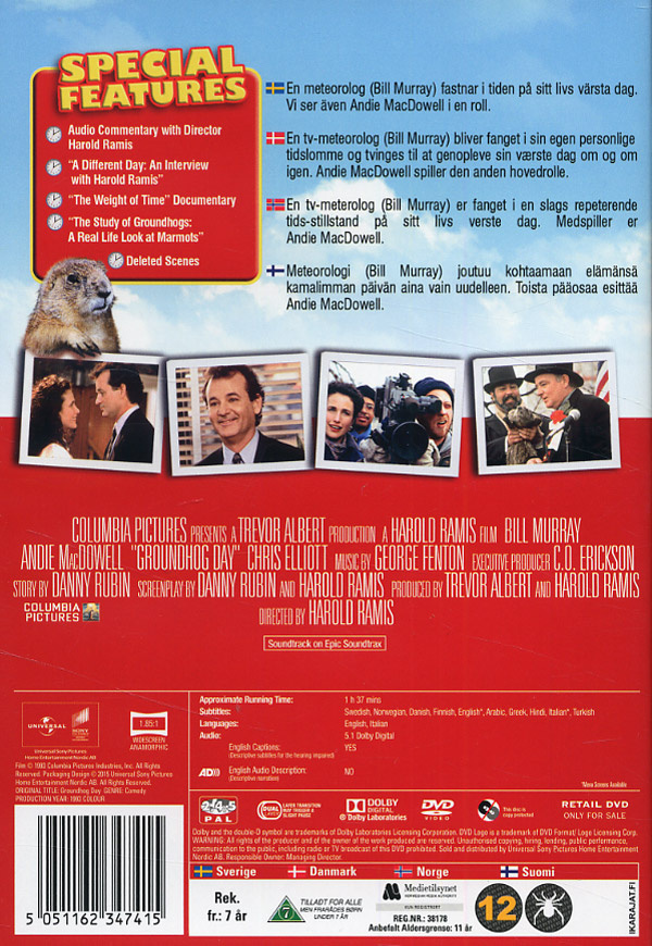 Movie - Groundhog Day A.E (Rwk 2015) Dvd S-T